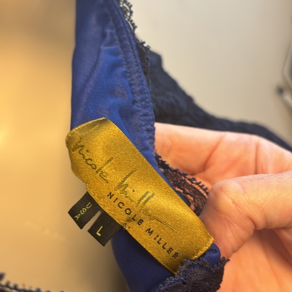 Nicole Miller navy blue lace dress size L Large - Picture 4 of 4